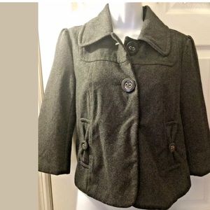 Anthro TULLE Charcoal Gray Jacket Coat Bow Pockets